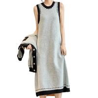 Ensemble 2 pièces de gros en tricot de couleur unie élégante en laine sur mesure pour femmes