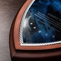 Plaque de trophée personnalisée de haute qualité en bois vierge avec support en métal et socle en bois