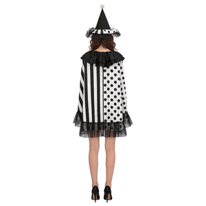 Mantello da Clown Nero e Bianco per <span class=keywords><strong>Donna</strong></span>, Costume di Halloween con Cappello per Carnevale e Feste in Maschera - Product Image 4
