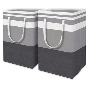 <b>Collapsible</b> Laundry Basket Canvas Foldable <b>Storage</b> Bag Rectangle Multi Color Striped Clothes Organizer Waterproof Moving - Product Image 1