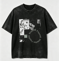 T-shirt oversize délavé Kornit DTG, imprimé collage photo rétro multicolore avec lettres, effet usé et déchiré, style streetwear