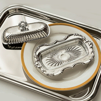 Boîte à beurre vintage de style européen avec couvercle, conteneur de rangement pour aliments et bijoux, boîte de rangement domestique, plateau à beurre de luxe léger, ornement PC