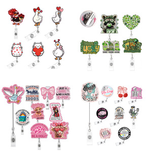 Boucle de fixation en acrylique à paillettes avec pince crocodile rotative, boucle de carte d'identité d'infirmière amusante avec badge en forme de canard anglais - Product Image 1