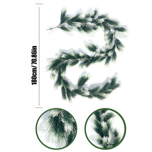 Guirlande de Noël en cèdre simulé Temu, 180 cm, aiguilles de pin blanches, pour décorations de table et de cheminée de Noël - Product Image 1