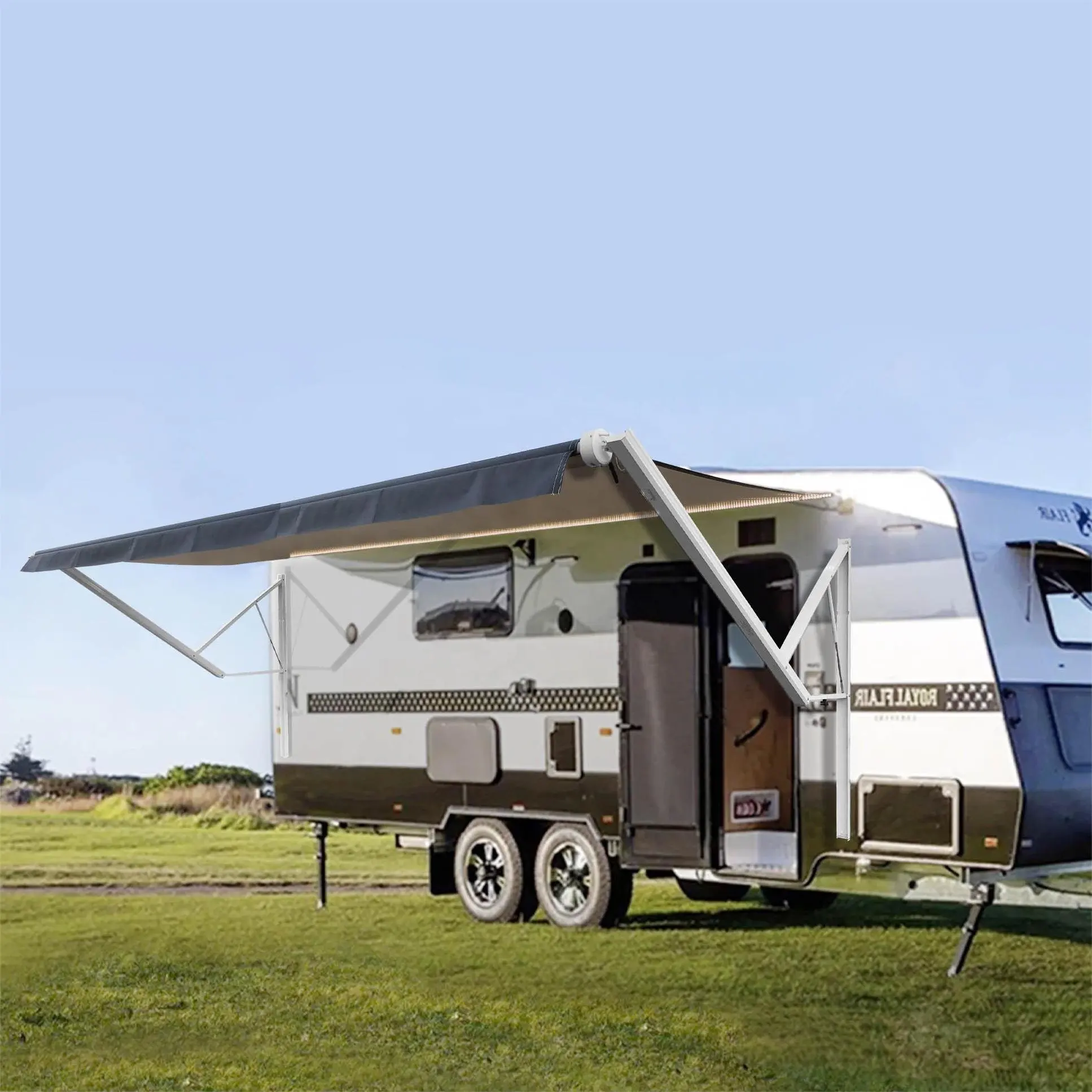 Wareda luxuosa caravana para acampamento ao ar livre toldo retrátil para trailer e trailer para estacionamento