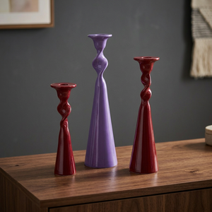 Fancy OEM Supported Powder Coated Finish Candlestick Holder in Purple and <b>Red</b> Color for Home Garden Decoration - Product Image 5