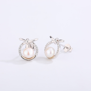 Boucles d'oreilles en perles d'eau douce naturelles, bijoux en argent Sterling S925, double perle, pour femmes, élégant, minimaliste, cadeau de mariage - Product Image 2