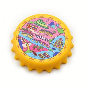 High Quality Full Color Printing Can Customised Logo Round Beer Lid Shape Souvenir Magnetic Bottle Opener - Product Image 2