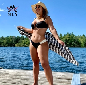 MLY Moda de Praia em Alta: Biquíni Feminino Personalizado de Duas Peças Liso com Amarração Sexy - Product Image 3