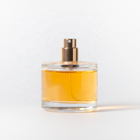 Parfum en gros verre à sertir 30ml 50ml 100ml bouteille de parfum cylindrique à épaule plate courte avec bouchon rond en alliage de Zin