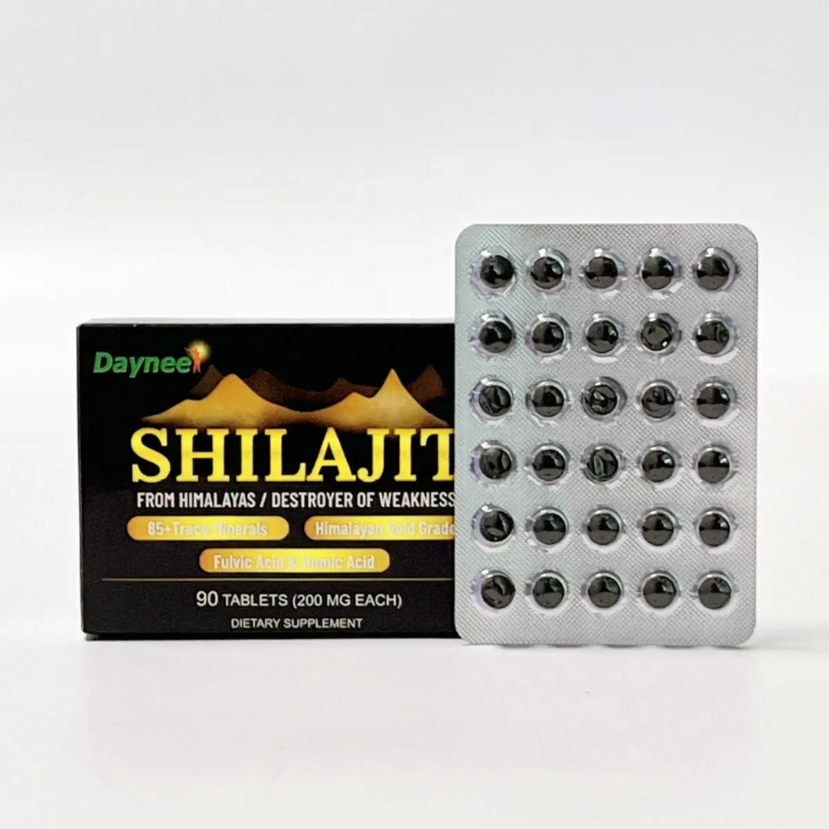 Tabletas puras de Shilajit, 90 unidades, resina original de Shilajit del Himalaya, rica en ácido fúlvico y más de 85 minerales para el sistema inmunológico