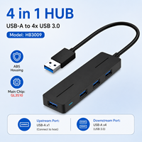 Hub USB 3.0 4-en-1 HB3009, Répartiteur de Données Haute Vitesse 5 Gbit/s USB-A vers 4 Ports avec Puce GL3510 pour PC Portable et Ordinateur de Bureau