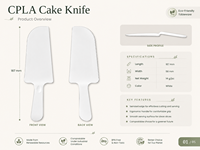 Couteau à gâteau jetable biodégradable CPLA, spatule à gâteau compostable 187 mm, fabricant OEM avec logo personnalisé