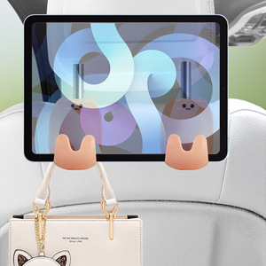 Cute Cartoon <b>Car</b> Seat <b>Hooks</b> Pink Pack Of 2 ABS Material For Interior Storage - Product Image 3
