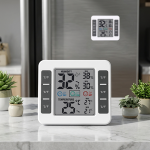 Thermo-hygromètre numérique LCD personnalisé avec logo, magnétique, <span class=keywords><strong>pour</strong></span> bureau/mur, en plastique, <span class=keywords><strong>pour</strong></span> cuisine, réfrigérateur, usage domestique intérieur - Product Image 1