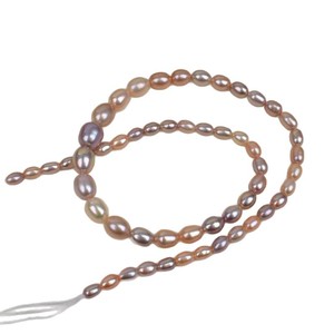 Collier de perles d'eau douce naturelles de haute qualité en forme de riz, chaîne tour DIY avec un fort éclat, perles lâches sans défaut à dégradé de taille - Product Image 5