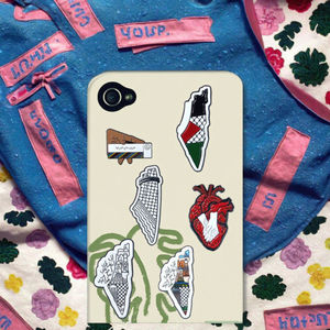 金属製パレスチナ電話バッジステッカースタンプ金/銀メッキキーホルダーピン旗マグネットブローチ服用 - Product Image 3