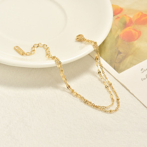 New Products Simple <b>Titanium</b> Steel 18k Gold Rose Gold Double-layer <b>Chain</b> Bracelet Stainless Steel Non-fading Hand Jewelry Women - Product Image 5