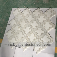 Mosaïque de marbre à motif floral en jet d'eau, mosaïque pour crédence de cuisine et carrelage mural de salle de bain