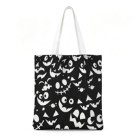 Sac fourre-tout réutilisable en polyester à longue poignée Yifan, motif citrouille d'Halloween, imprimé sur mesure pour la vente en gros OEM ODM