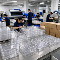 Organisateur de maquillage en acrylique personnalisé avec tiroirs, boîte de rangement cosmétique transparente empilable, fournisseur d'usine en gros OEM