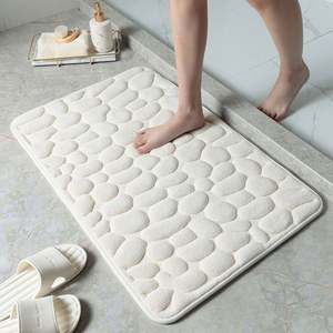 Tapis de bain antidérapant en polyester gaufré effet pavé, résistant aux taches, pour lavabo, baignoire, sol de salle de bain, tapis de douche, paillasson d'entrée pour la maison - Product Image 1