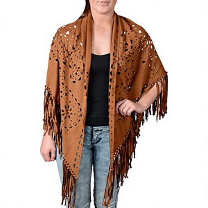 Women's <b>Brown</b> Leopard Print Fringe Shawl Long Polyester <b>Scarf</b> For Daily Wear All Seasons - Product Image 1
