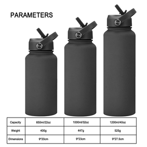 Botella de agua aislada personalizada de 650ml, <span class=keywords><strong>1000ml</strong></span>, 1200ml, con pajita, de acero inoxidable, para viajes, camping, gimnasio, termo deportivo - Product Image 2