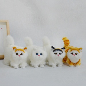 بيع بالجملة تمثال قطة واقعي محشو حيوان فرو صناعي ديكور المنزل مادة الفراء الاصطناعي محاكاة دمية القط واقفة - Product Image 2