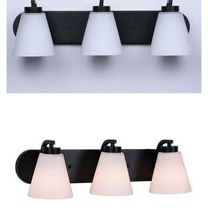 Customizable Modern 3Heads LED Vanity Wall Light <b>Chrome</b> Glass Minimalist Indoor Bathroom Vanity Lighting - Product Image 3