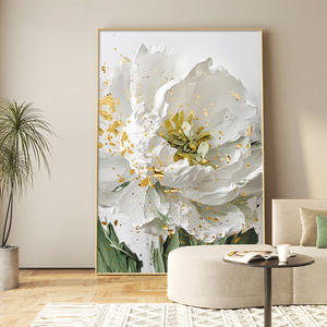 Impression abstraite de fleurs sur toile encadrée dorée élégante, décoration murale moderne <span class=keywords><strong>simple</strong></span> pour la maison, le bureau, grand format, à suspendre, fleurs au sol - Product Image 4