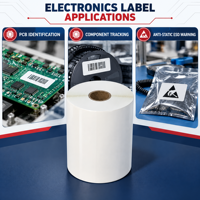 Matériel d'étiquetage électronique durable le plus vendu, rouleau géant auto-adhésif en PET pour composants de circuits imprimés et étiquettes ESD, étiquettes électroniques