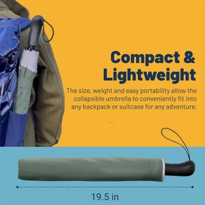 Parapluie portable grand format à armature en fer, manuel, pliable en trois sections, double pliage, fermeture automatique, 8 baleines en fibre de verre, pour couples, protection pluie et soleil, séchage rapide - Product Image 5