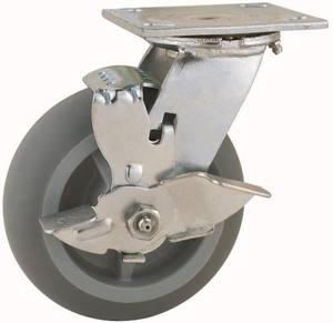 44 Series Heavy Duty Double Ball Raceway Struktur 4x2, 5x2 <span class=keywords><strong>6x2</strong></span> 8x2 Top Plate Rigid Swivel mit Brems industrie Grey TPR Caster - Product Image 3