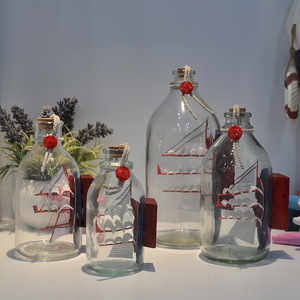 Barco de vela de 11cm y 14cm en botella, miniaturas, figuritas de <span class=keywords><strong>cristal</strong></span> de jardín de hadas, botella de deriva, accesorios de decoración del hogar de escritorio DIY - Product Image 2