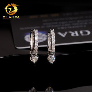 क्लासिक हिप हॉप शैली के गहने हूप इयररिंग्स गुलाबी हीरे पास्टस्टर 925 चांदी के vmissanite दिल ड्रॉप ईयररिंग्स - Product Image 1