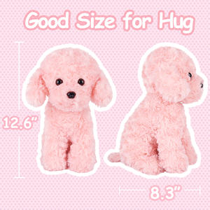 Peluche di Cucciolo di Barboncino Rosa, Morbido Animale di Peluche a Forma di Cane Riccio per Ragazze, Cucciolo Seduto Soffice, Peluche Personalizzato OEM - Product Image 4