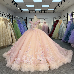 Princess Pink Quince <strong>Dress</strong> Shiny Ruffled Ball Gown Luxury <strong>16</strong> Sweet <strong>Birthday</strong> <strong>Dress</strong> Customized Dy1305 - Product Image 2