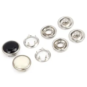 Garment accessories ring 9.5mm prong press stud metal pearl five claw custom prong snap button set