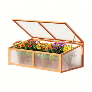 Jardinera Portátil, Invernadero de Madera con Tapas, Caja de Cultivo Elevada para Plantas - Product Image 2