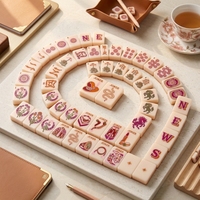 Tuiles de Mahjong américaines en acrylique, rose désert, jeu de Mahjong monocouche, tuiles de jeu rose pâle avec sac de rangement