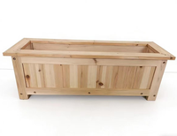 Pot Bunga Kayu Pinus Solid Gaya Rustic Persegi untuk Penggunaan di Taman