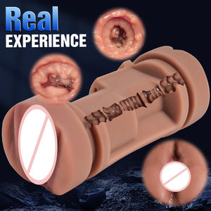 2.3lb भूरे रंग का सिम्युलेटेड योनि और गुदा दोहरी सिर हस्तमैथुन सेक्स खिलौने के लिए उपयुक्त 10 कंपन मोड के साथ - Product Image 4