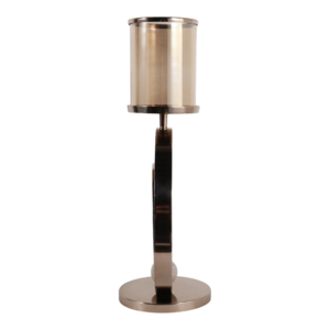 Portacandele Decorativo in Vetro con Base a Doppio Anello, Elegante Supporto per Candele a Colonna per Tavolo da Pranzo - Product Image 3