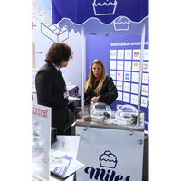 Hete verkoop Miles IJsjeskar RVS Gelato & Yoghurtmachine 2 smaken Mobiele straatverkoop Aanvaardt aangepast logo
