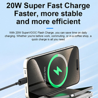 Powerbank 5000mAh dengan Fungsi Penyangga Ponsel, Pengisian Daya Nirkabel 20W, Power Bank Portabel untuk Ponsel, Pengisian Induktif