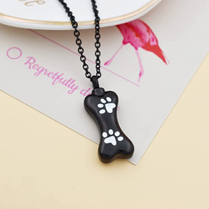 ステンレス製の犬の骨型遺骨ペンダント、足跡入り、猫と犬のためのメモリアル記念品 - Product Image 5