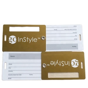 Étiquette de bagage en PVC doré personnalisée QM en promotion avec panneau de signature - Product Image 2