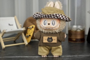 Labubu服17cm人形服ファッション服帽子メガネスーツLabubuアクセサリー