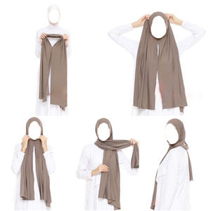 Hijab Foulard Ethnique Instantané Long Monochrome en Jersey de Coton Mercerisé et Modal Extensible pour <span class=keywords><strong>Femme</strong></span> - Product Image 4